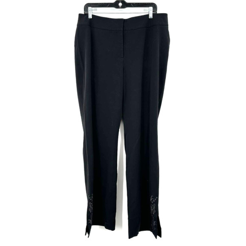 Caslon size 16 Black trouser dress pants embroidered bottom detail